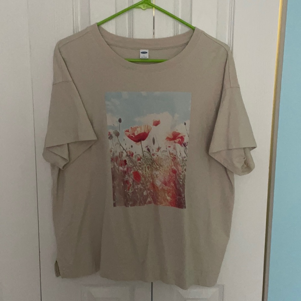 Tan Flower shirt.